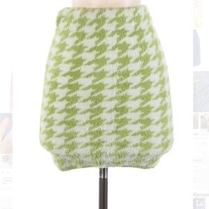 Princess Polly Green Houndstooth Mini Sweater Skirt